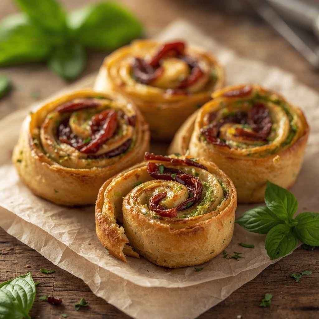 Pesto Pinwheels with Sun-Dried Tomatoes Recipe