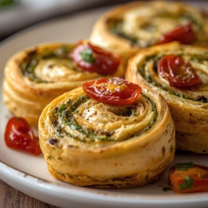 Pesto Pinwheels with Sun-Dried Tomatoes Recipe