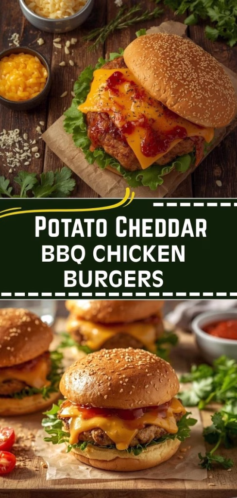 Potato Cheddar BBQ Chicken Burgers Recipe