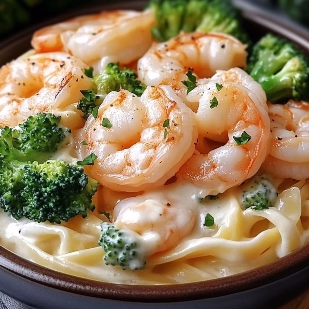 Shrimp Alfredo Pasta with Broccoli Recipe