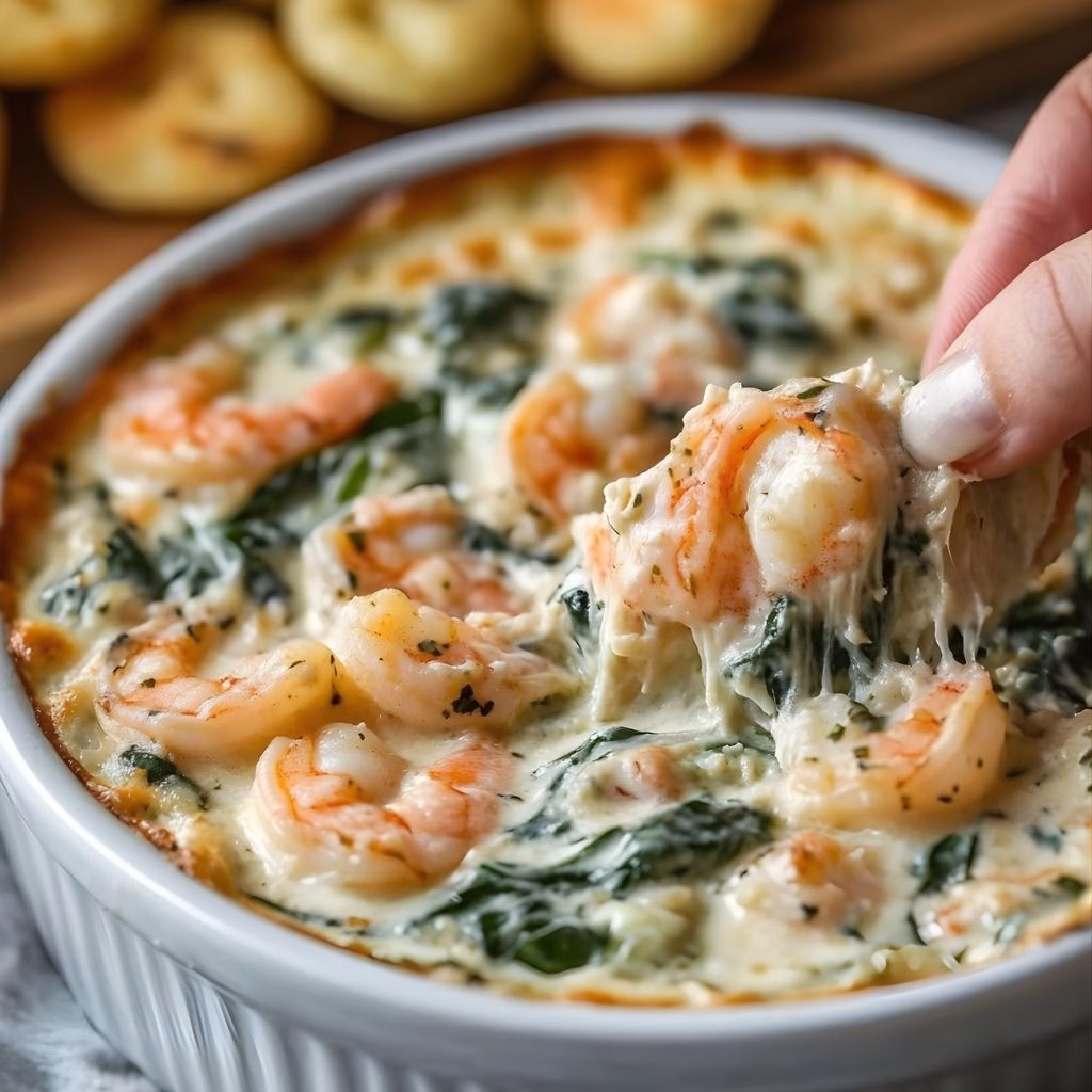 Baked Seafood Spinach Dip with Mozzarella Recipe