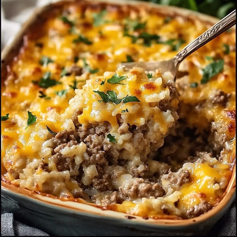 Cheesy Ground Beef and Rice Casserole Recipe