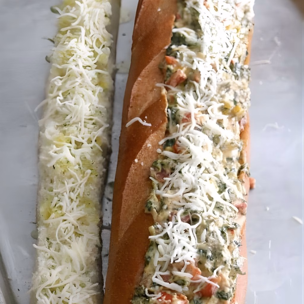 Feta Spinach Stuffed French Bread Recipe
