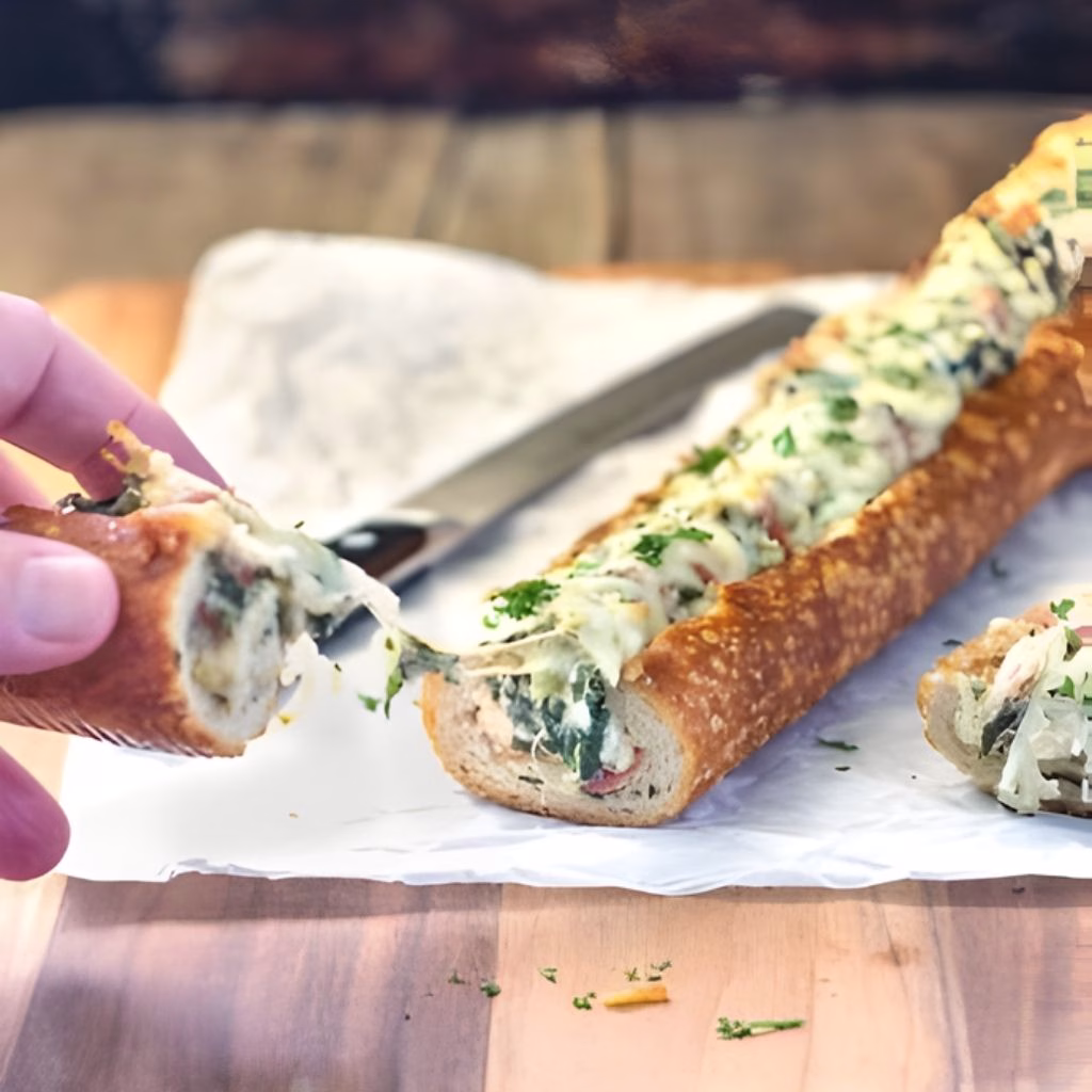 Feta Spinach Stuffed French Bread Recipe