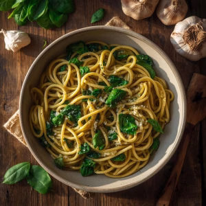 Garlic Butter Spinach and Pasta Recipe