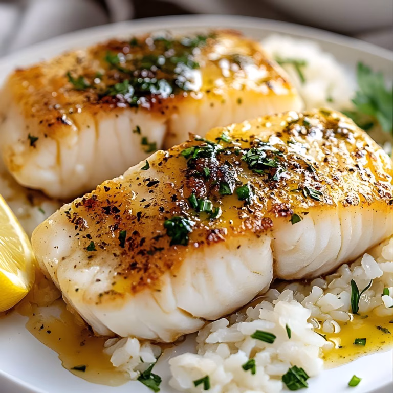 Golden Seared Cod with Herb Butter Sauce Recipe