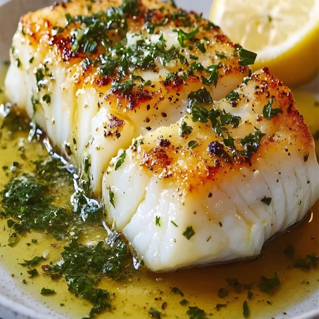 Golden Seared Cod with Herb Butter Sauce Recipe