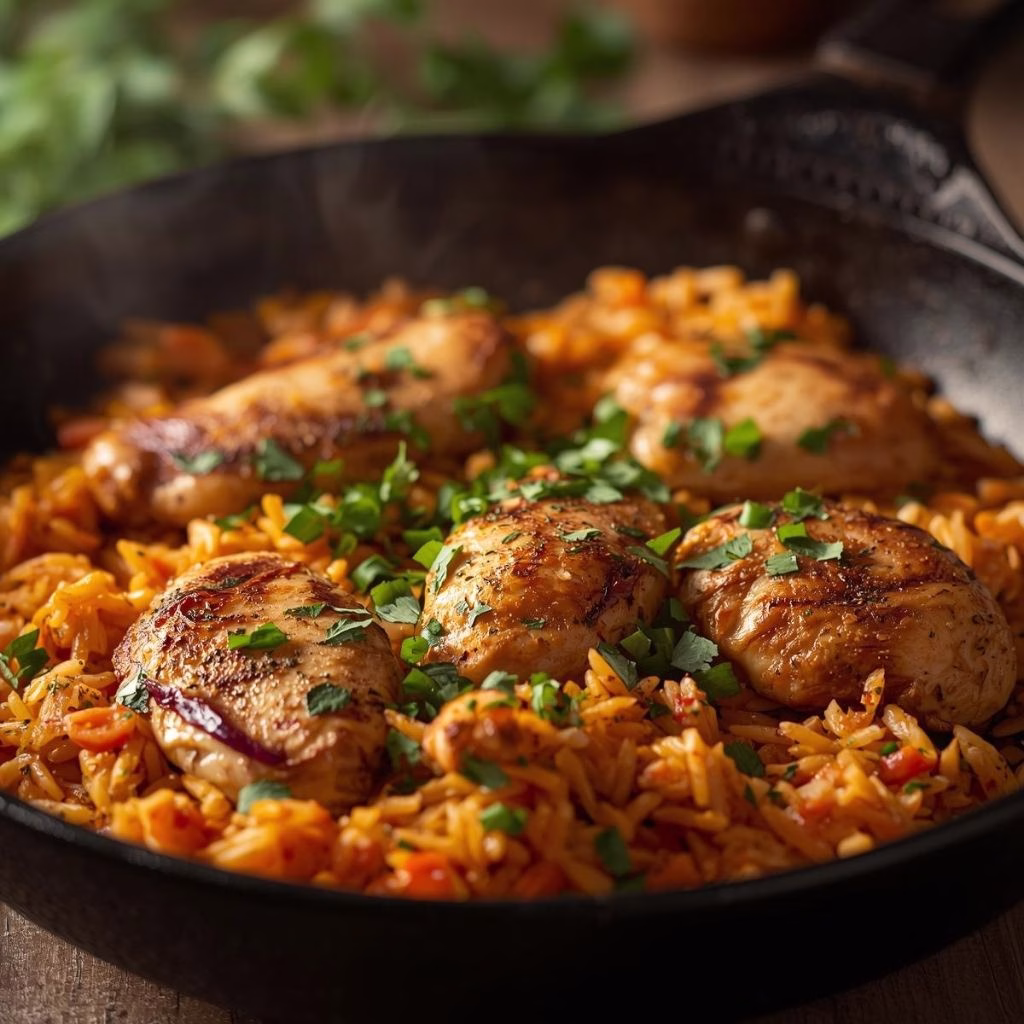 Healthy Rice and Chicken Dinner Skillet Recipe