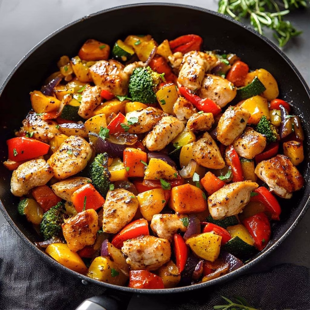 One Pot Chicken and Vegetables Skillet Recipe