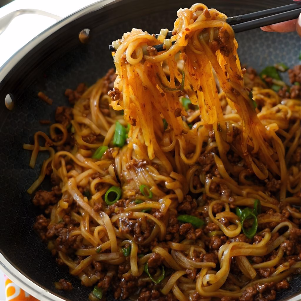 Ground Beef Mongolian Noodles Recipe