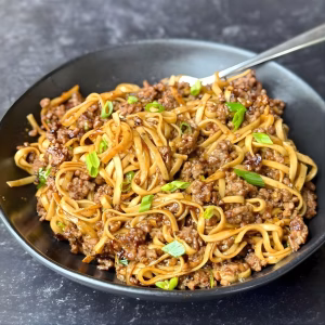 Ground Beef Mongolian Noodles Recipe