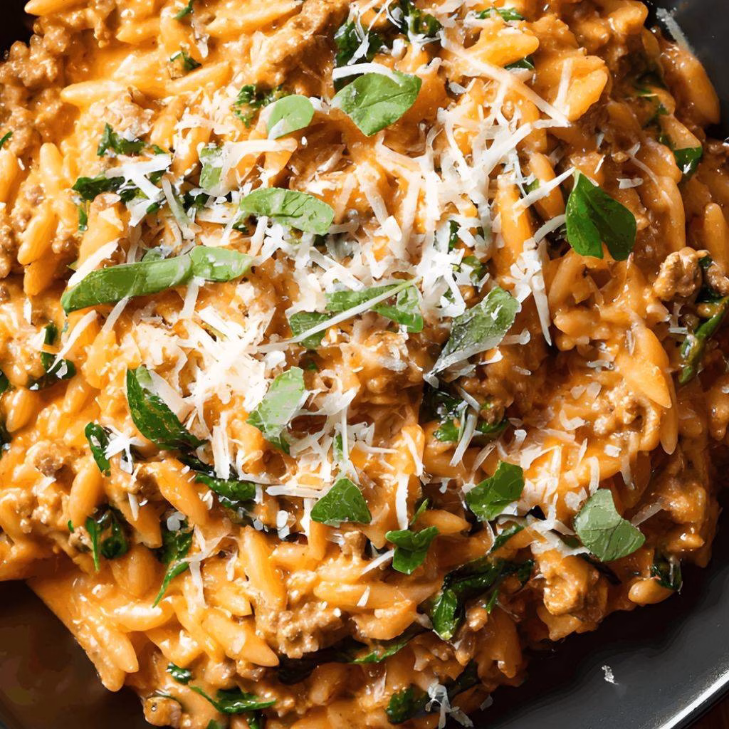 Ground Turkey Orzo in Tomato Sauce Recipe 