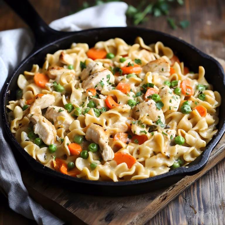 Chicken Pot Pie Noodle Skillet Recipe