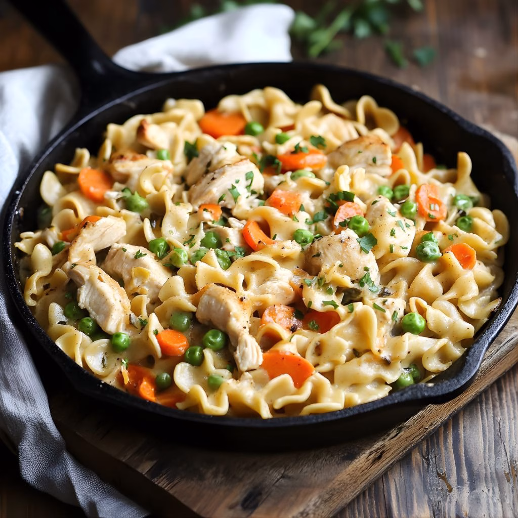 Chicken Pot Pie Noodle Skillet Recipe