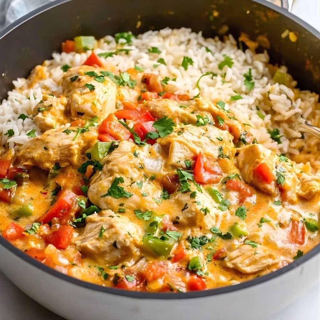 One Pot Queso Chicken and Rice Recipe
