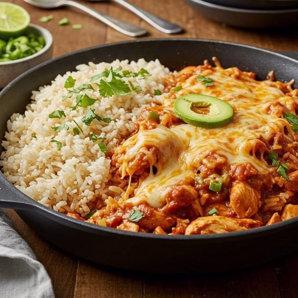 One Pot Queso Chicken and Rice Recipe