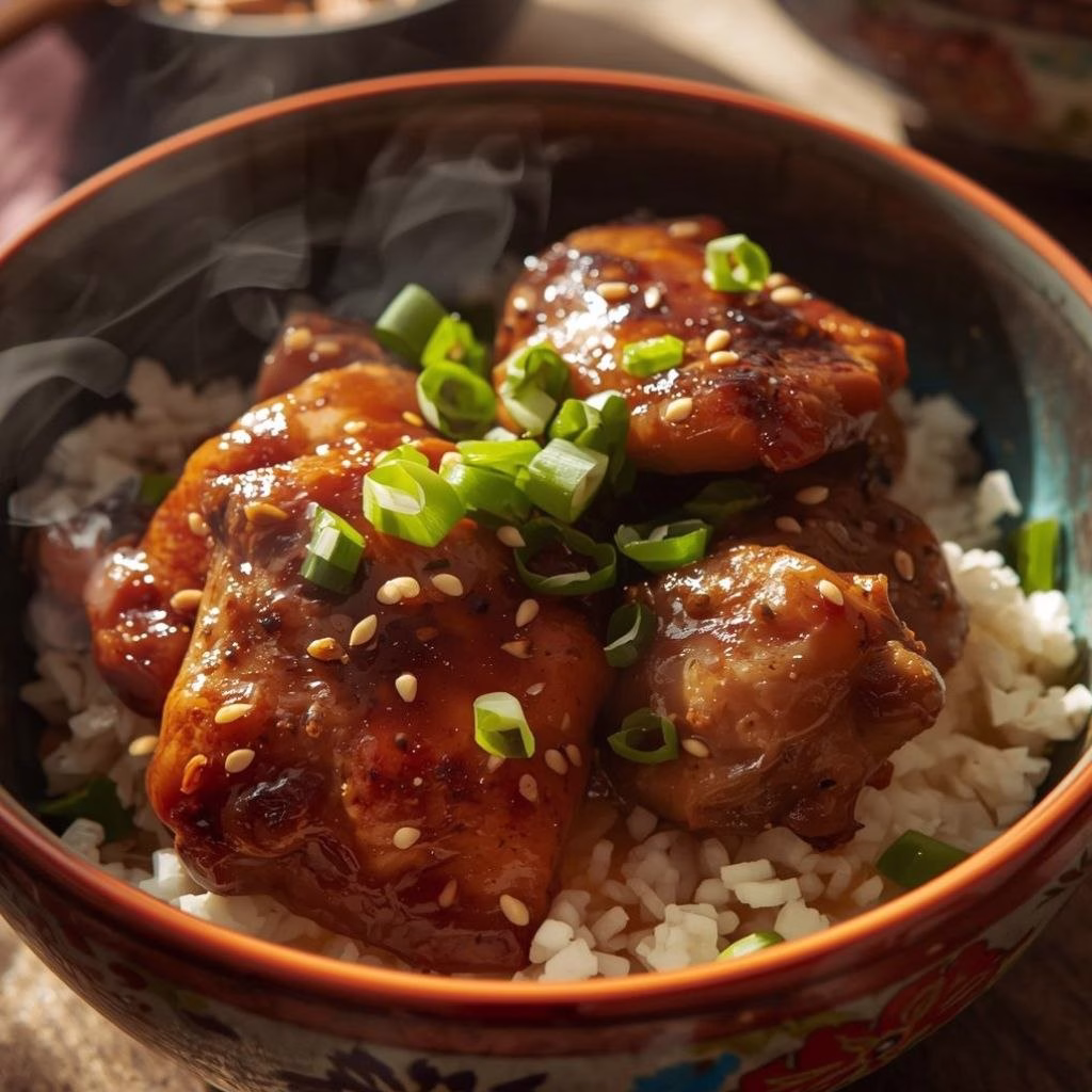 Asian Glazed Chicken Thighs and Rice Bowls Recipe