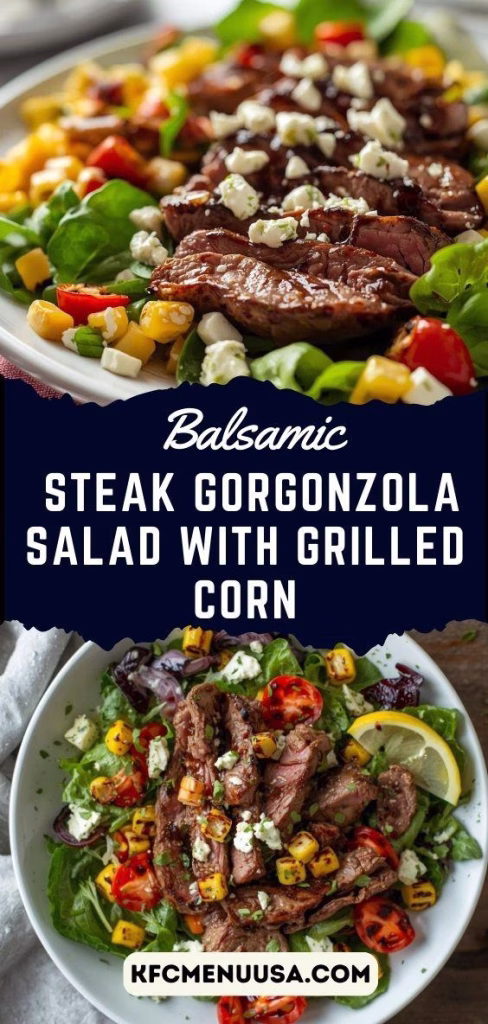 Balsamic Steak Gorgonzola Salad with Grilled Corn Recipe