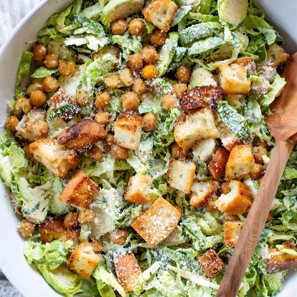 Crispy Brussels Sprouts Caesar Salad Recipe