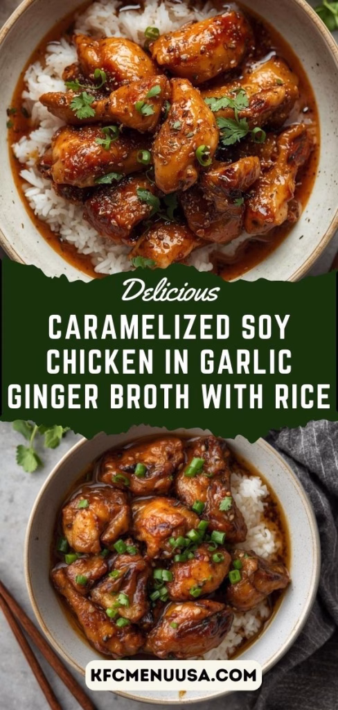 Caramelized Soy Chicken in Garlic Ginger Broth with Rice