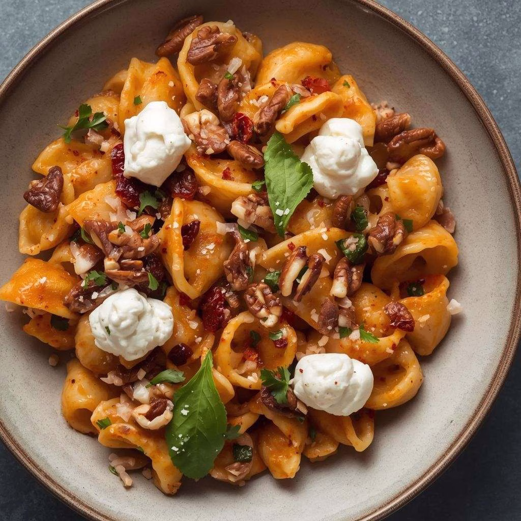 Charred Eggplant Pasta with Tomatoes & Goat Cheese Recipe