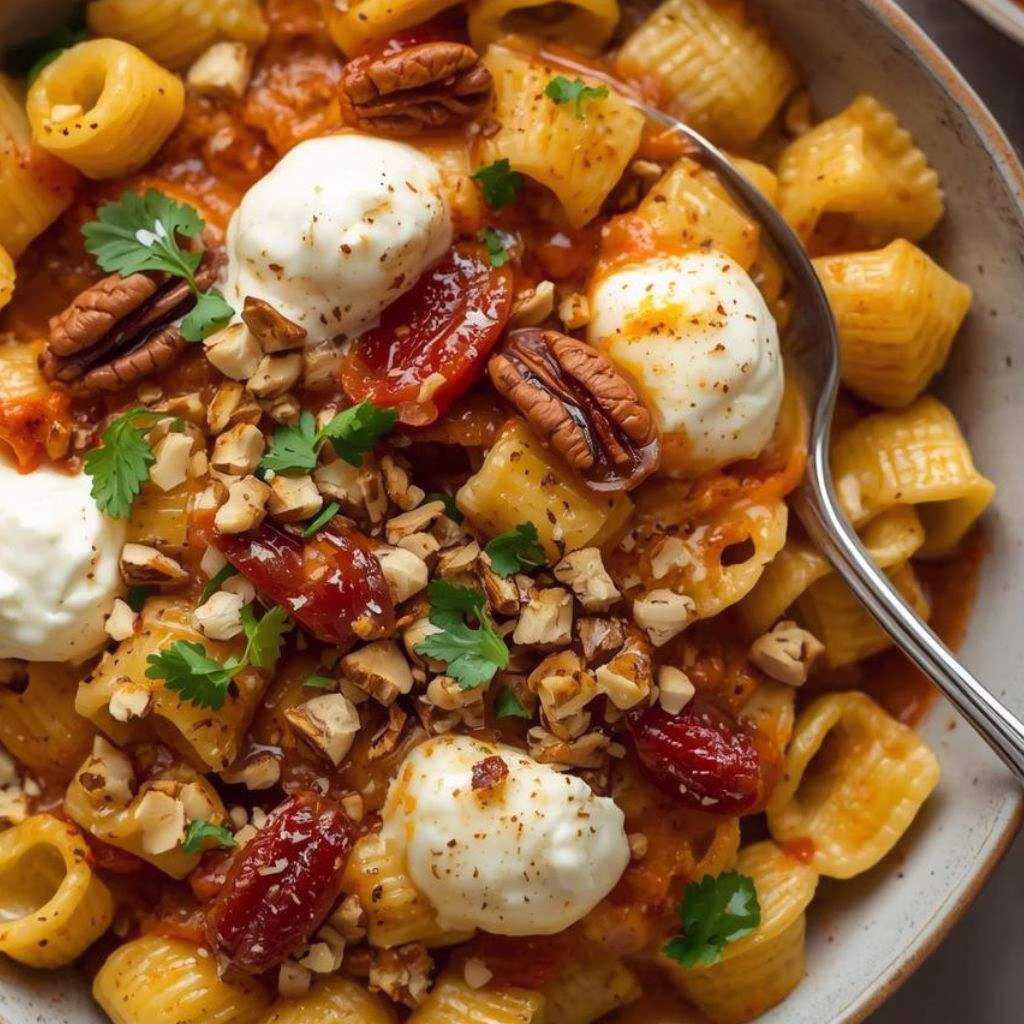 Charred Eggplant Pasta with Tomatoes & Goat Cheese Recipe
