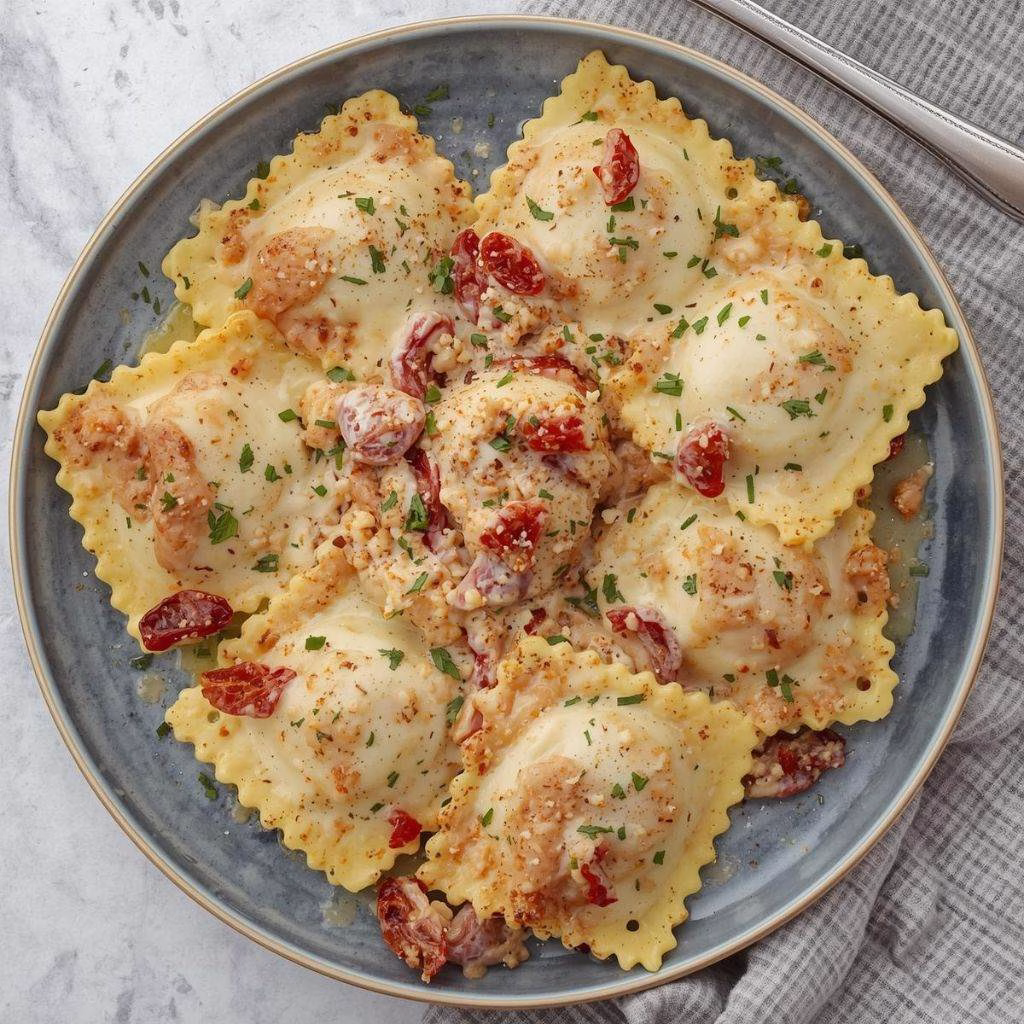 Cheese Ravioli with Sun Dried Tomato Cream Sauce Recipe