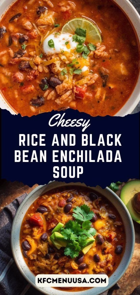 Cheesy Rice and Black Bean Enchilada Soup Recipe