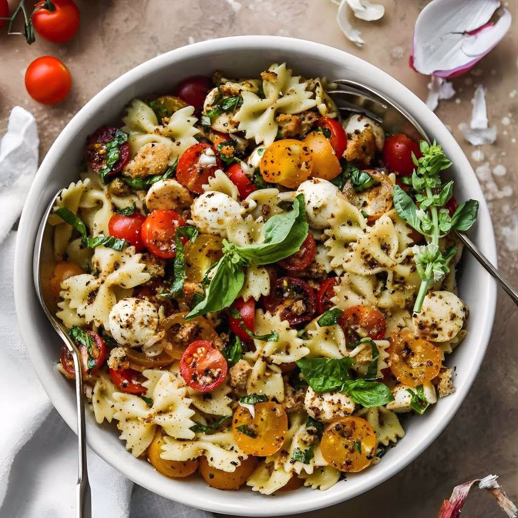 Cherry Tomato Bruschetta Pasta Salad Recipe