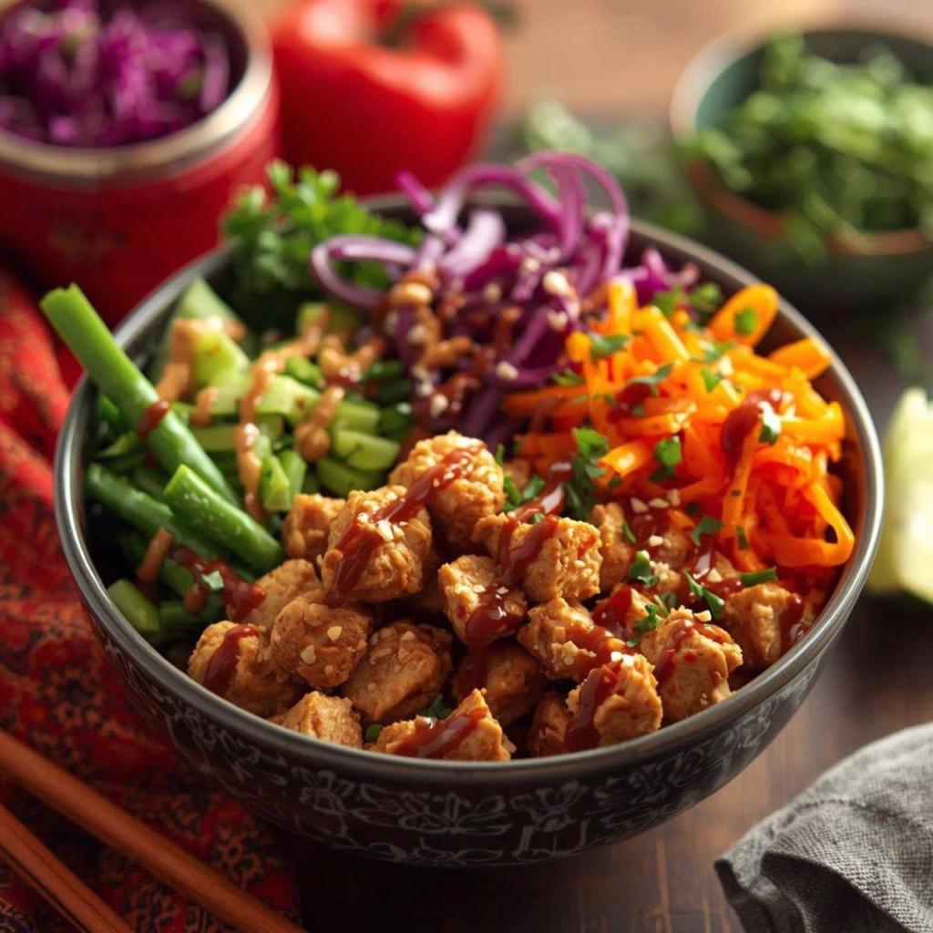Chicken Satay Spring Roll Bowls Recipe