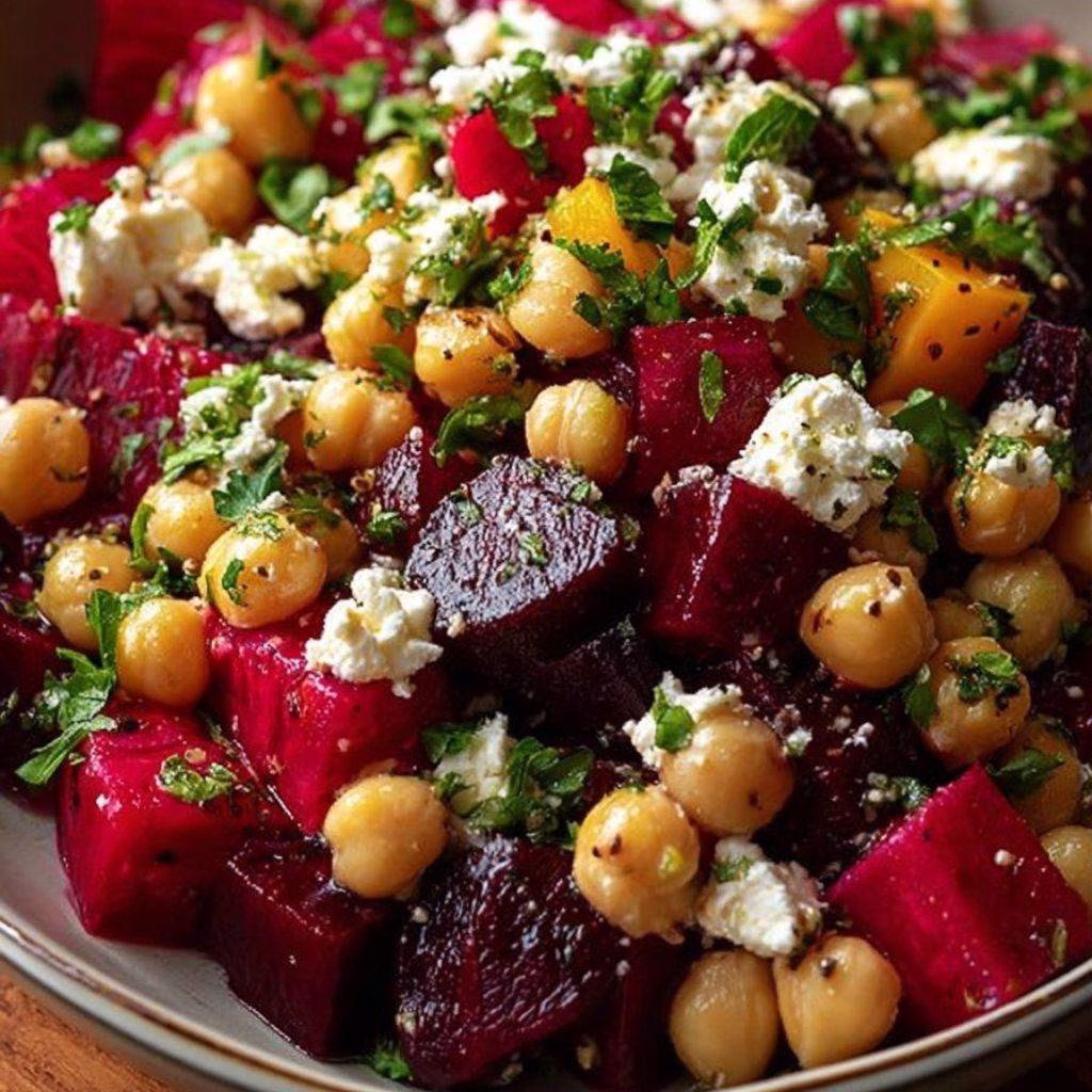 Chickpea Beet and Feta Salad Recipe 