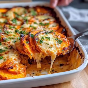 Creamy Garlic Butter Sweet Potato Bake Recipe