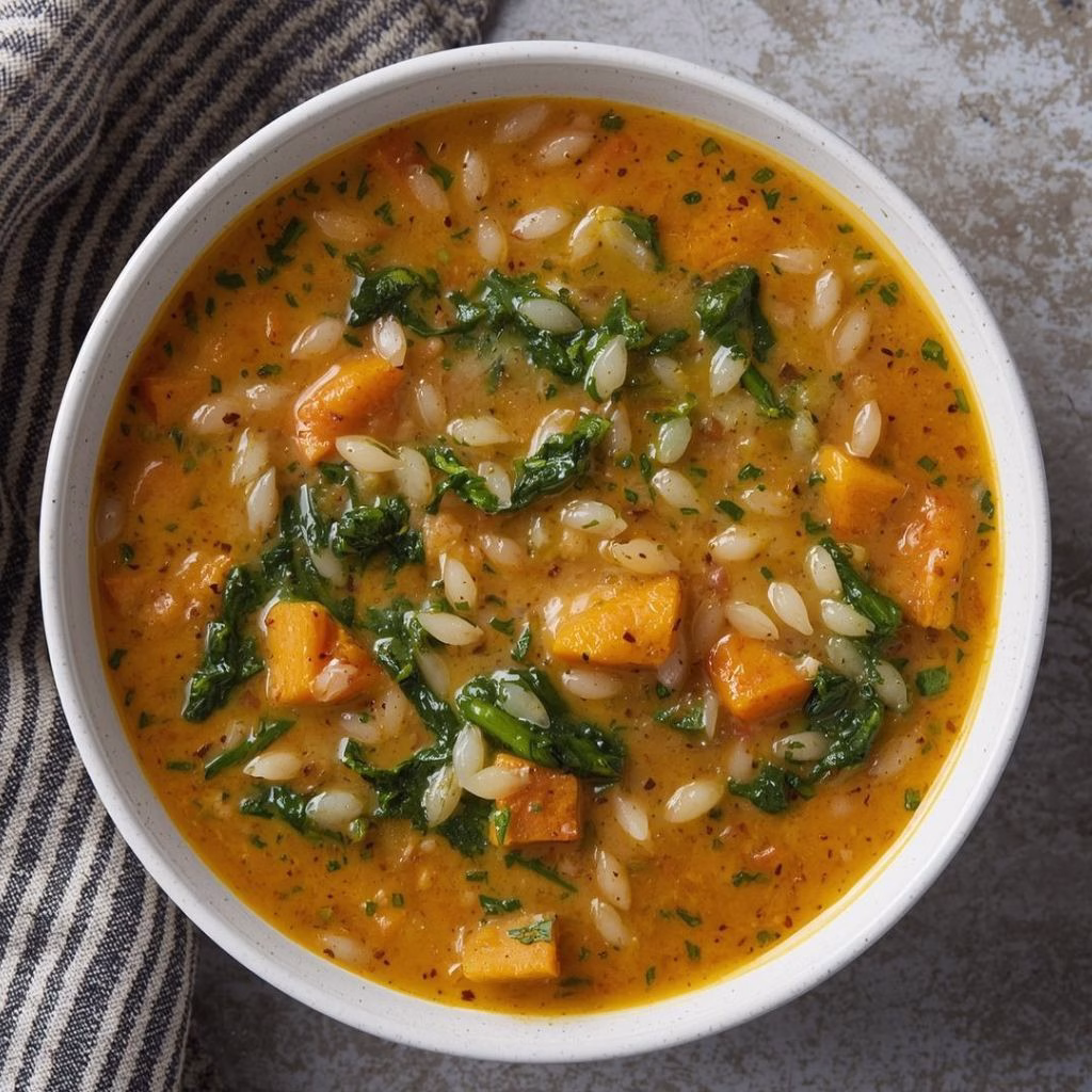 Creamy Sweet Potato, Kale and Wild Rice Soup Recipe