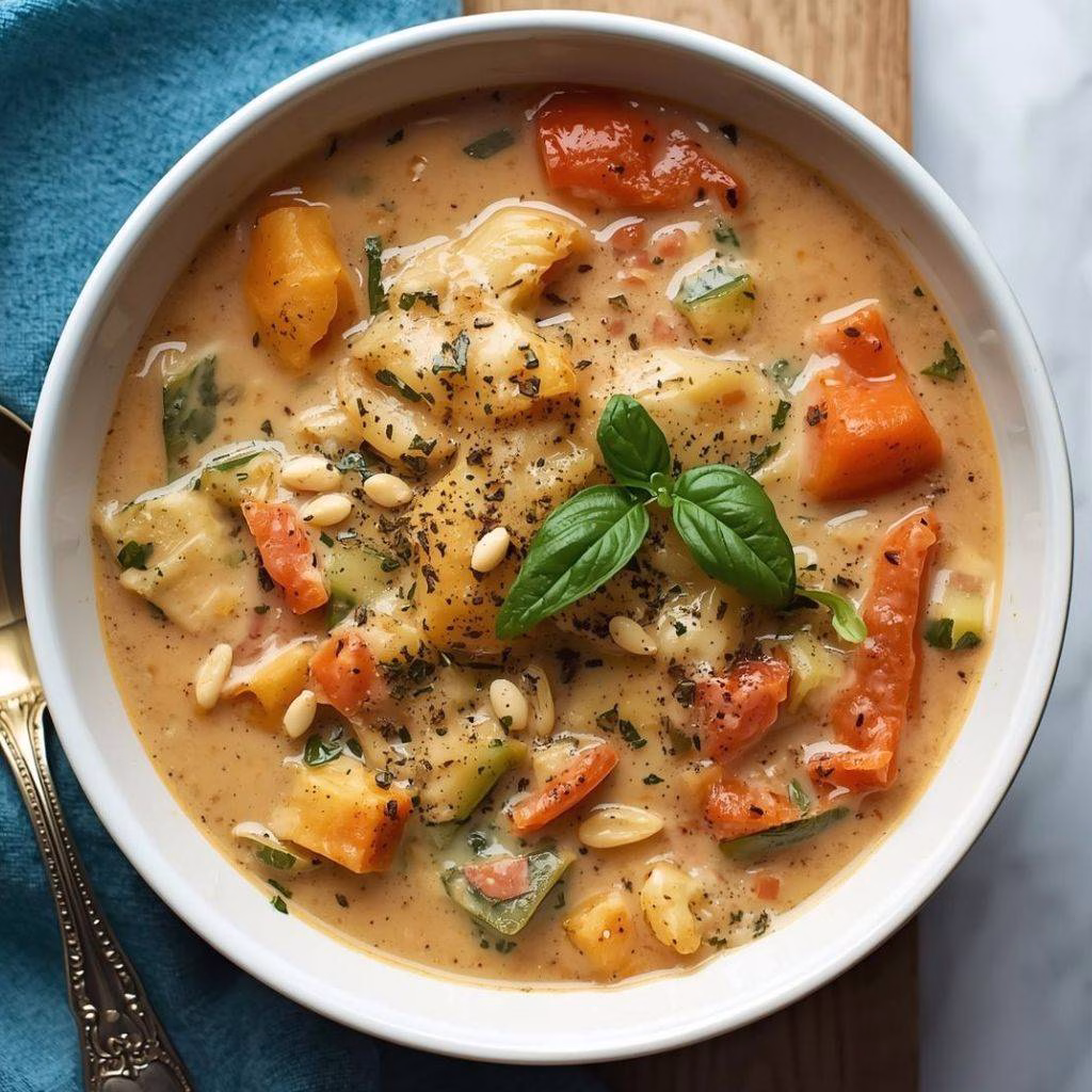Creamy White Lasagna Soup with Veggies Recipe
