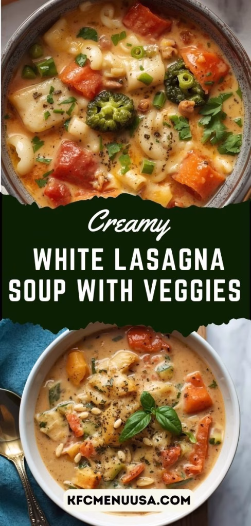 Creamy White Lasagna Soup with Veggies Recipe