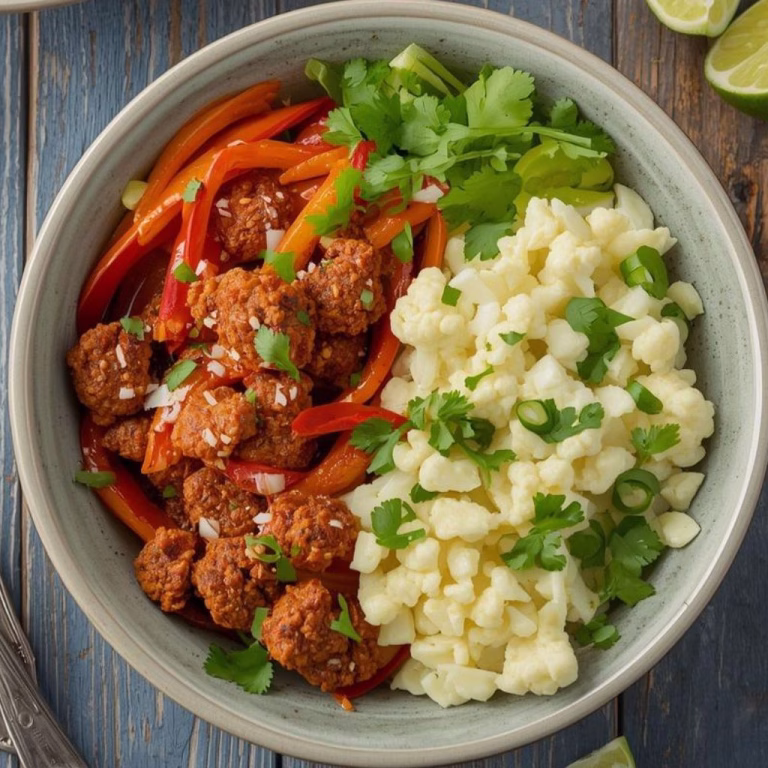 Crispy Chile Ground Beef & Cauliflower Protein Bowls Recipe