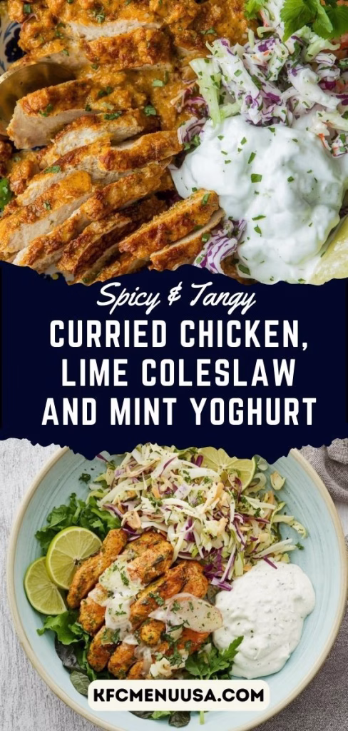Curried Chicken, Lime Coleslaw and Mint Yoghurt Recipe