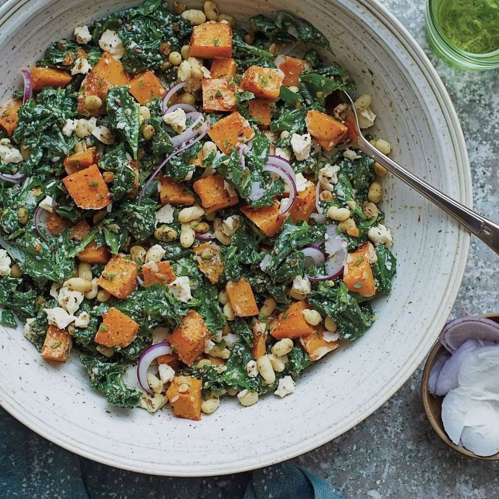 Deliciously Ella’s Creamy Kale and Sweet Potato Salad Recipe