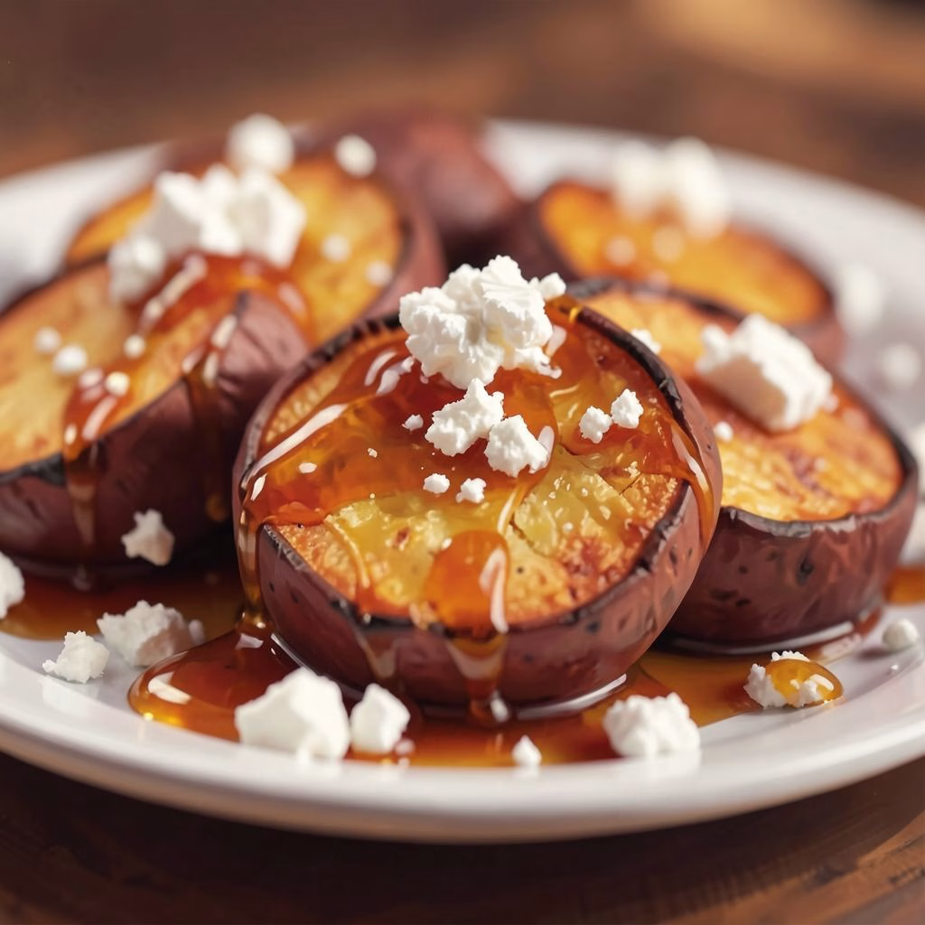Easy Roasted Sweet Potato Rounds with Honey and Feta Recipe