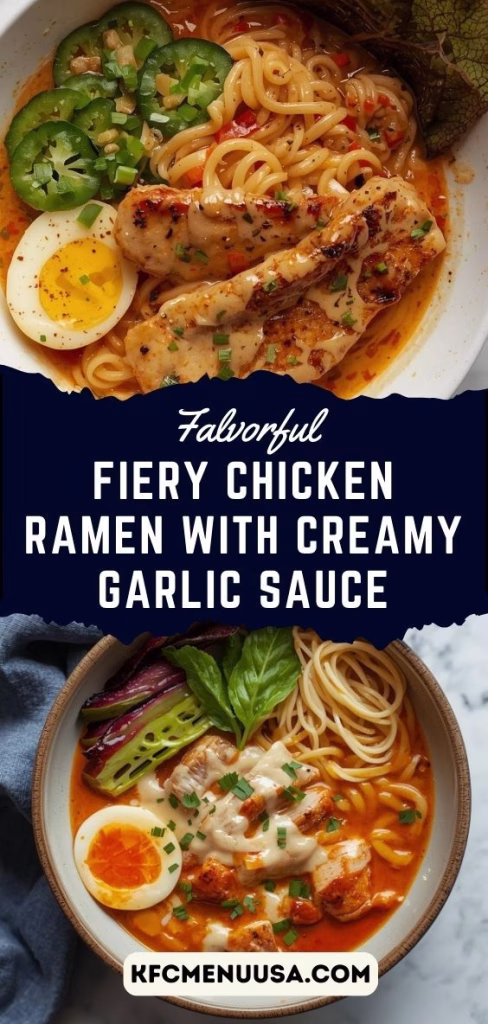 Fiery Chicken Ramen with Creamy Garlic Sauce Recipe