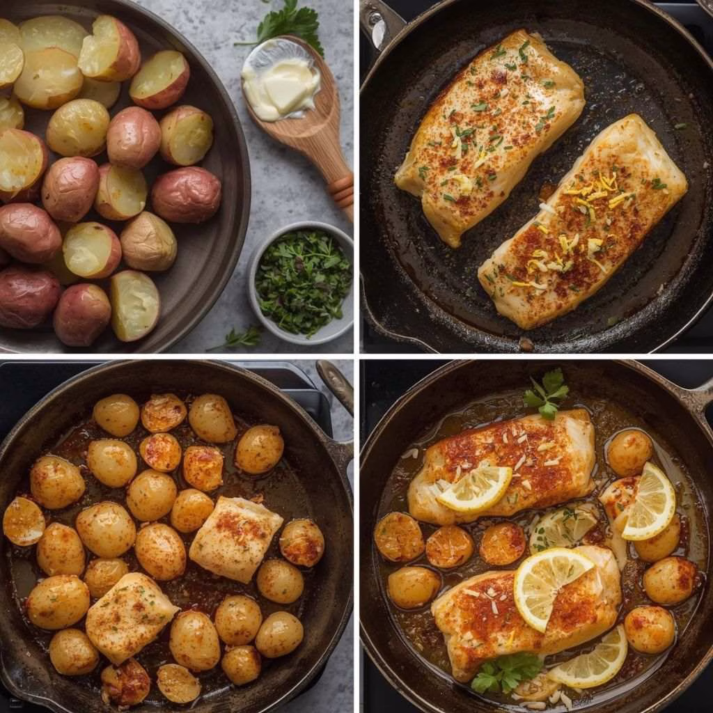 Garlic Butter Cod with Roasted Potatoes Recipe