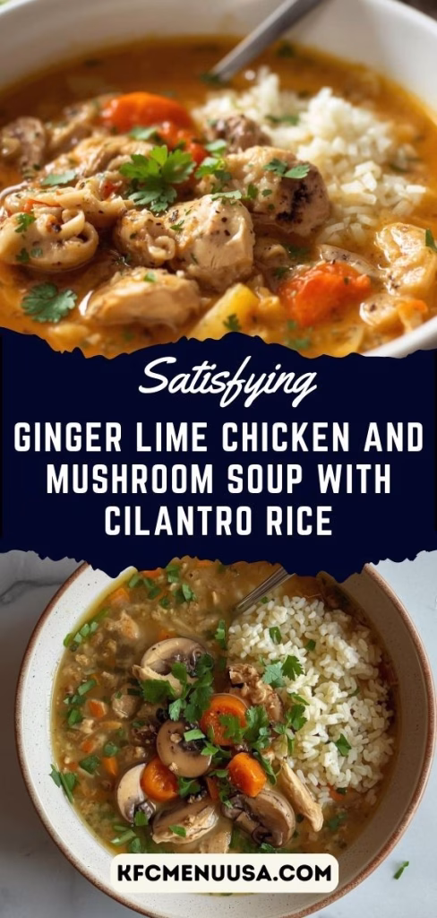 Ginger Lime Chicken and Mushroom Soup with Cilantro Rice Recipe