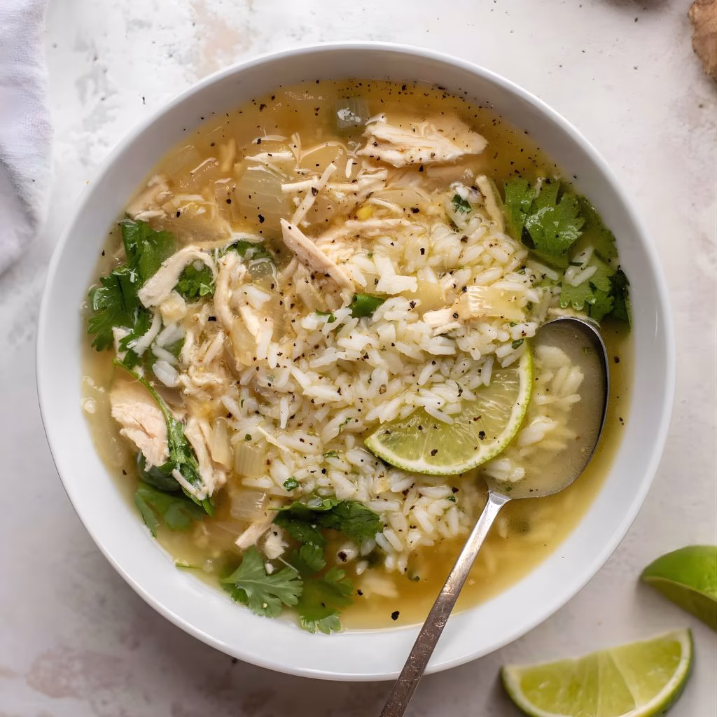 Ginger Lime Chicken and Rice Soup Recipe