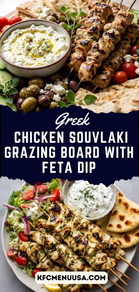 Greek Chicken Souvlaki Grazing Board with Feta Dip Recipe