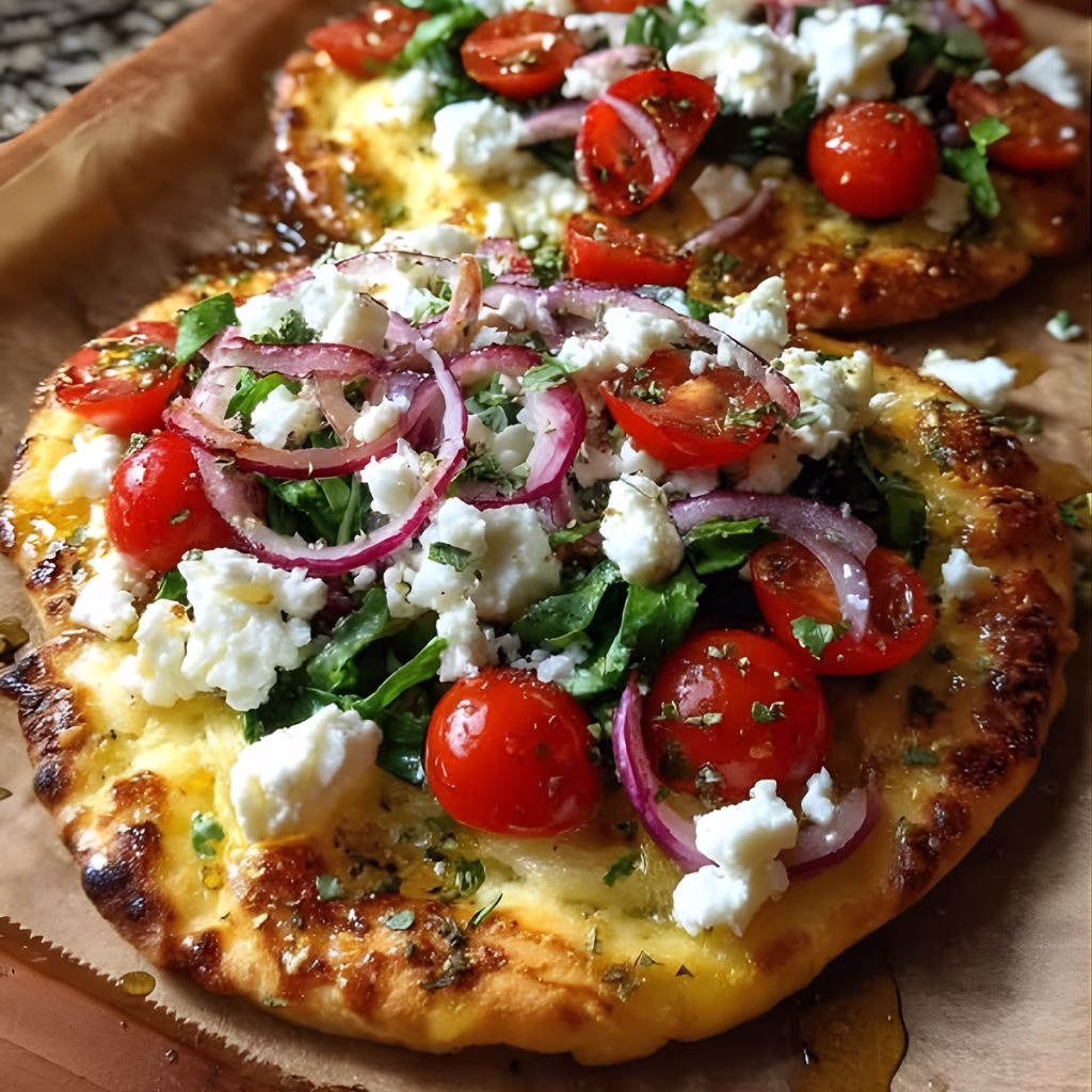 Greek Salad Naan Pizza Recipe
