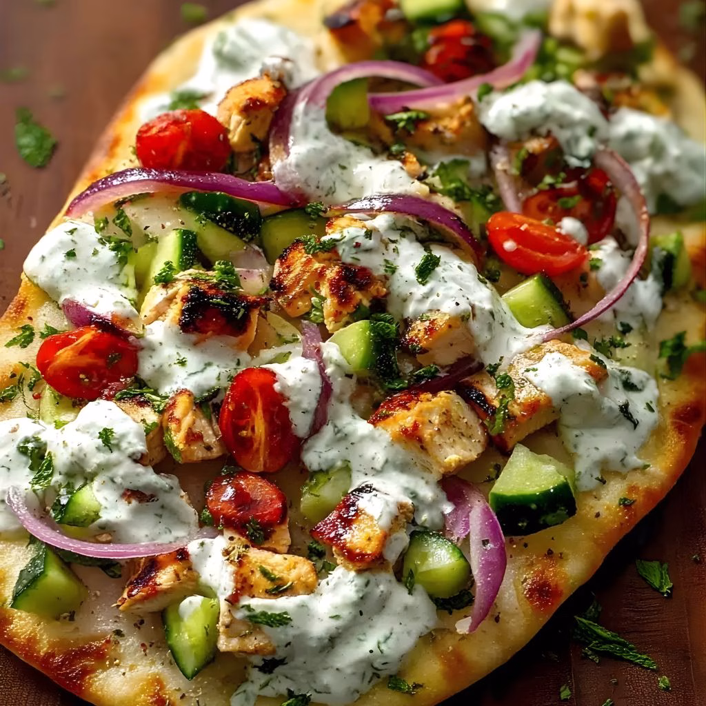 Greek Salad Naan Pizza Recipe