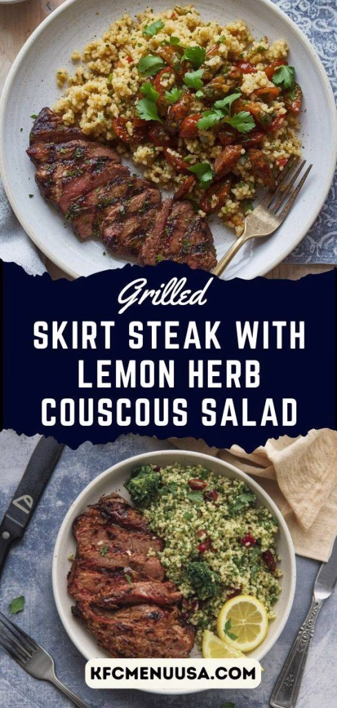 Grilled Skirt Steak with Lemon Herb Couscous Salad Recipe