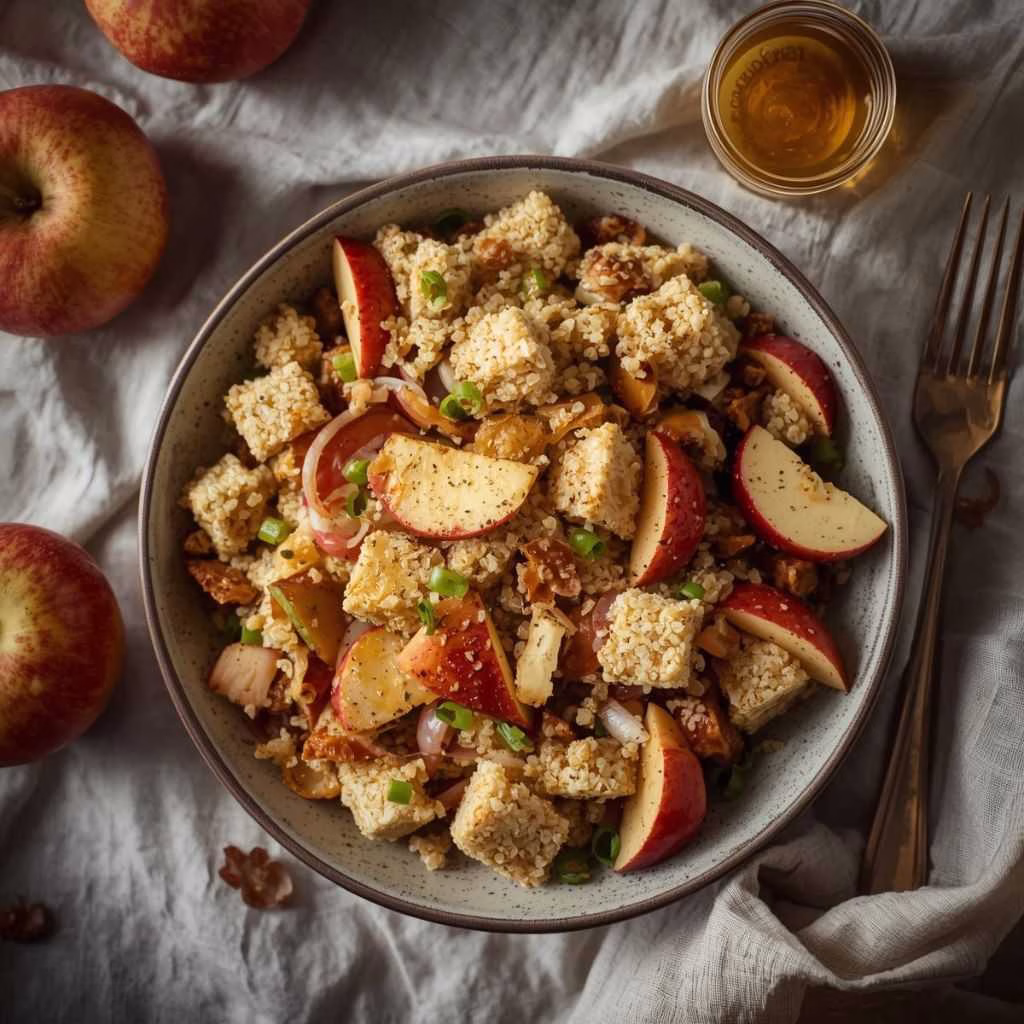 Honey Mustard Quinoa Apple Salad with Crispy Shallots Recipe
