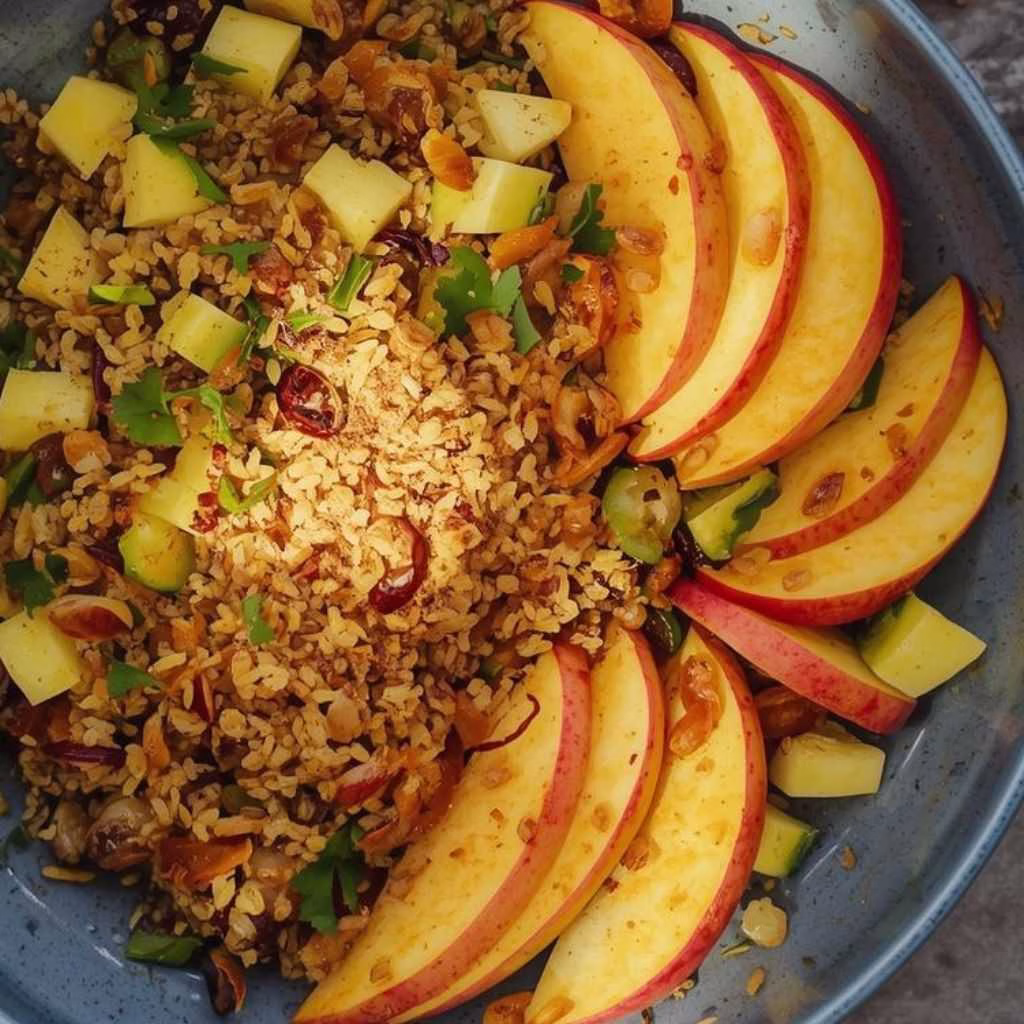 Honey Mustard Quinoa Apple Salad with Crispy Shallots Recipe