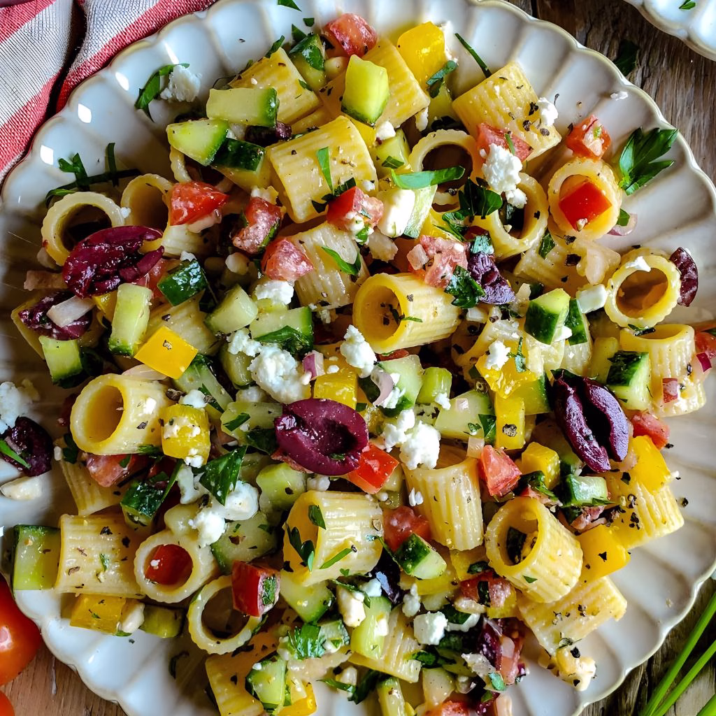 Horiatiki Pasta Salad Recipe